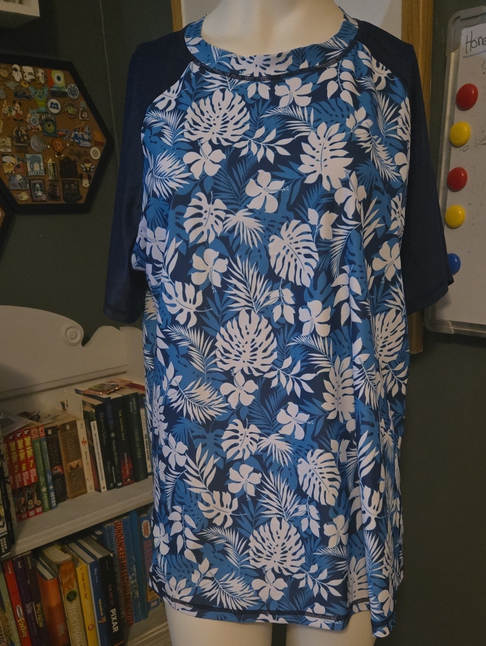 Blue And White Womens Swim Top